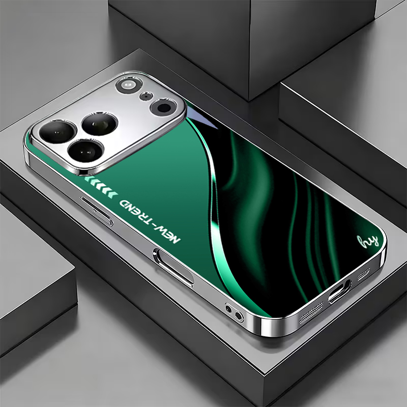 Phone Cases Green - Зеленый с черным абстрактным узором, гальванизированный
