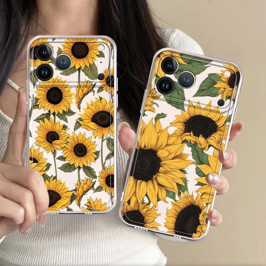 Phone Cases Xs - Прозрачный чехол с милым узором подсолнухов
